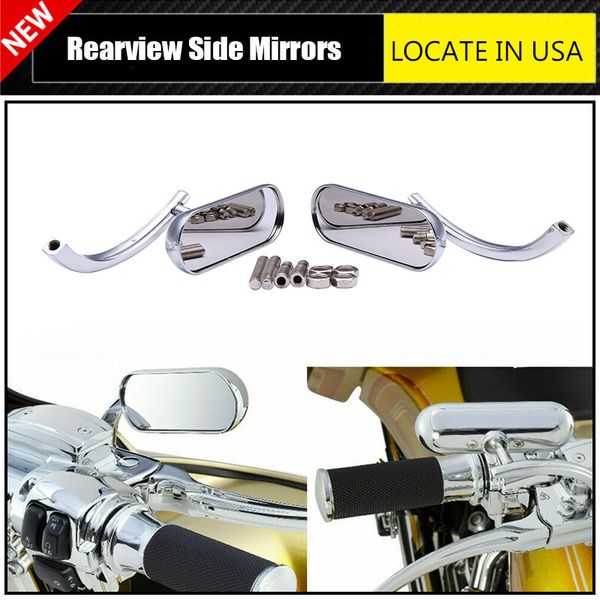 US Chrome Mini Oval Mirrors For Harley Dyna Electra Glide Heritage Softail FLHR