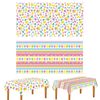 DALAETUS 2 Pcs Disposable Easter Table Cloth Set for Easter Gifts,RectangularTable Decorations for Easter Themed Party Supplies,Plastics Eggs Chick Floral Pattern Easter Egg Tablecloth
