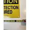 BRADY Caution Eye Protection Required Sign, 10 in Height, 14 in Width, Plastic