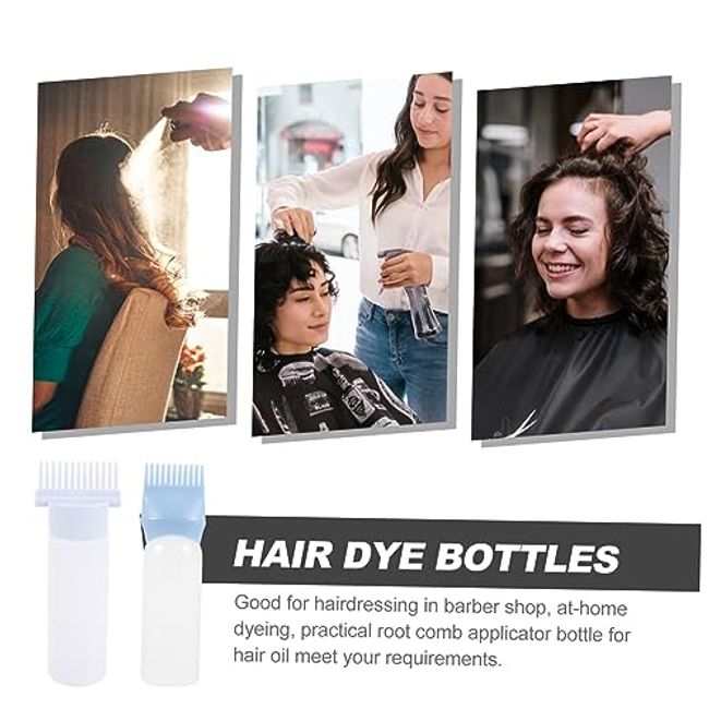 2pcs Root Comb Squeeze Bottle Shampoo Hair Color Oil Comb Applicator