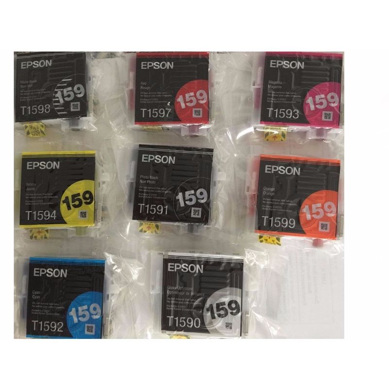 8 Genuine Epson R2000 T159 ink set 159 black cyan magenta yellow red ...