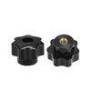 sourcing map 2 Pcs Star Knob Grip Handle M6 Diameter Brass Insert Female Thread 31mm Head Black