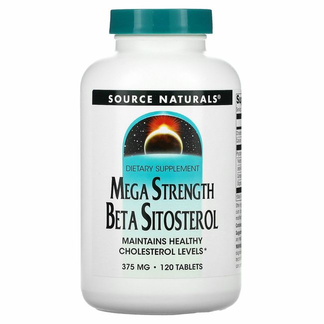 Source Naturals Mega Strength Beta Sitosterol 375 mg 120 Tablets Dairy-Free,