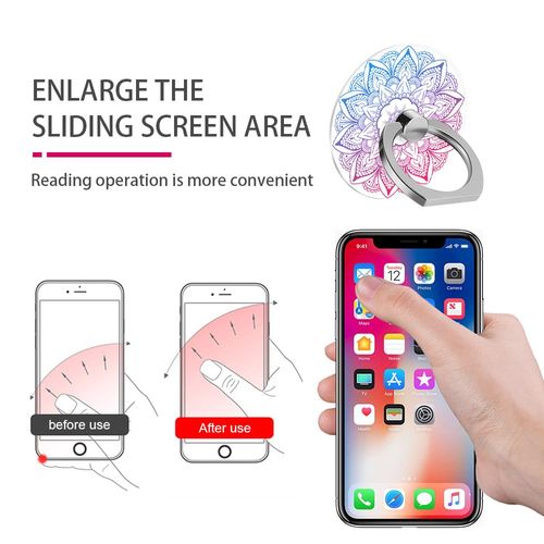 yicomon Cell Phone Ring Holder Grip, Bohemian Mandala Flower Purple Finger Ring Stand 360 Degree Rotation Universal Cell Phone Back Hand Grip Finger Ring Kickstand