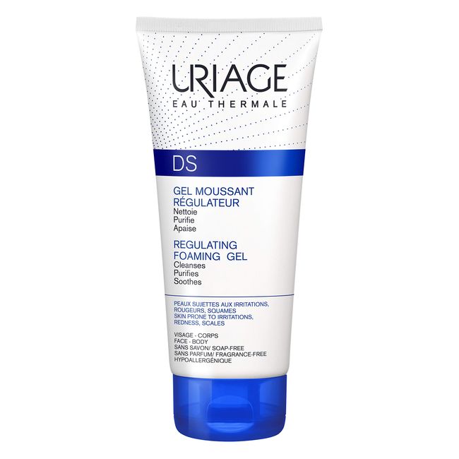 URIAGE D.S. Regulating Foaming Gel 5 fl.oz. | Gentle Cleansing Foam for Face & Body to Cleanse, Purify And Sanitize Irritated, Redness-Prone and Scales Skins | Leaves Skin Healthier and Comfortable.