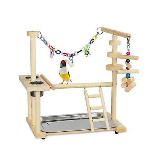 Bird Playground Parrot Playstand Bird Play Stand Wood Perch Gym Playpen