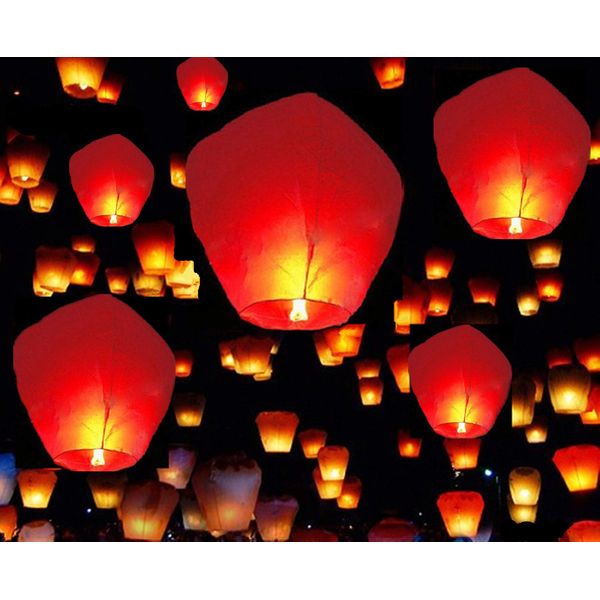 12 Red -Eco-Friendly Chinese Flying Floating Sky Lanterns (A Liittle Tree)