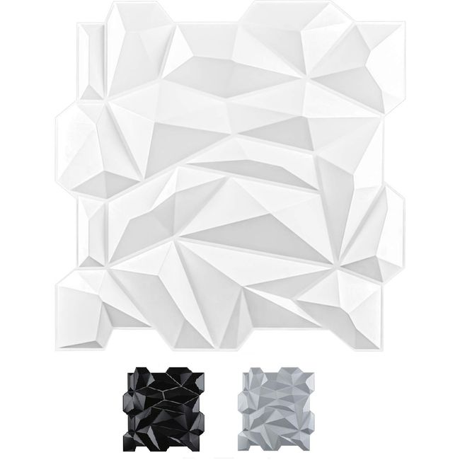 Art3d 50x50cm Black Plastic Decorative 3D Wall Panels Wave Wall Design for  Living Room Bedroom TV Background Pack of 12 Tiles