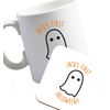 Flox Creative Ceramic Mug and Coaster Set First Halloween Ghost Right Handed