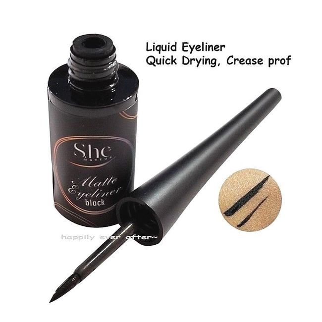 S.he Black Matte Liquid Eyeliner- Fine Tip, Long Lasting, Crease proof Eyeliner