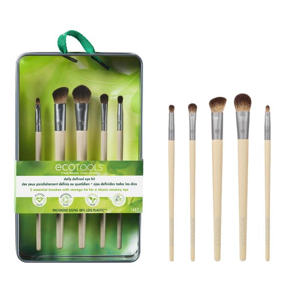 Real Techniques EcoTools Daily Defined Eye Shadow Makeup, Set per Make-up Quotidiano Degli Occhi con Vassoio Portaoggetti