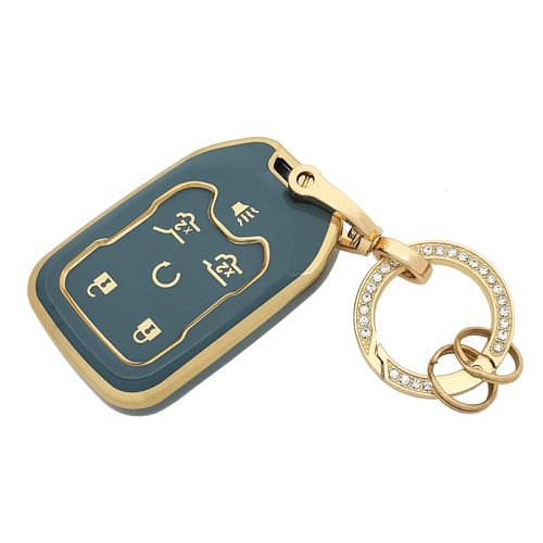 chyoekey for GMC Key Fob Cover with Keychain Soft TPU Full Protection Car Key Case Compatible with Chevy Chevrolet Suburban Tahoe GMC Acadia Terrain Yukon Yukon XL (Blue)