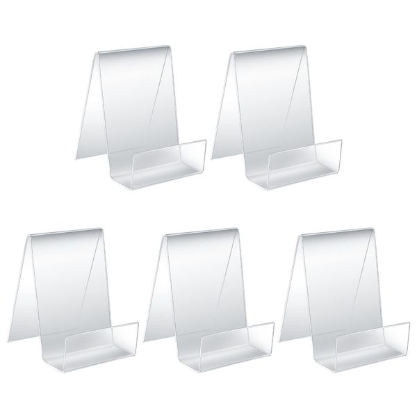 Pack of 5 Clear Acrylic Book Stands, Acrylic Table Stands, Acrylic Tablet Holder Bookends, Easel Stand for Displaying Photos, Books, Music, Crafts