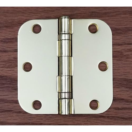 Hinge Outlet 3.5 Inch with 5/8 Inch Radius Ball Bearing Door Hinges, Heavy-Duty Steel, Removable Pin (Polished Brass, 6 Pack)