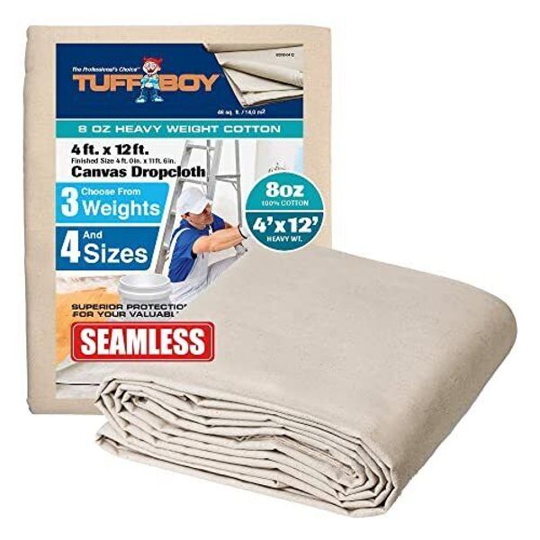 Canvas Drop Cloth For Painting 4x12 Ft “ All Purpose Canvas Tarp For Floor & Fur