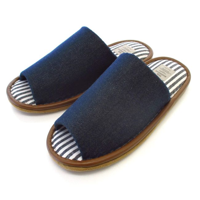 Okumura BAAA9003BL Slippers, BIG Denim, 3L, Navy, Large Size, Simple Design, No Flattering Sound