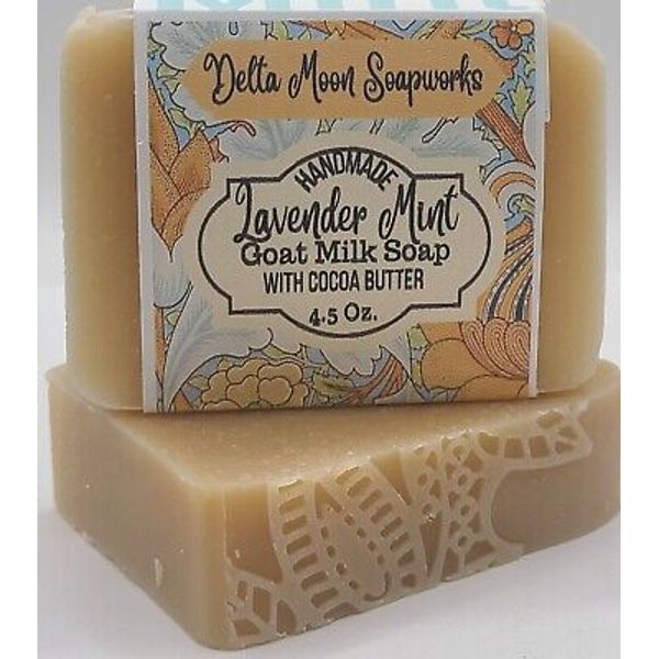 Handmade Lavender Mint Goat Milk Soap, Cocoa Butter,+ samples, ships fast