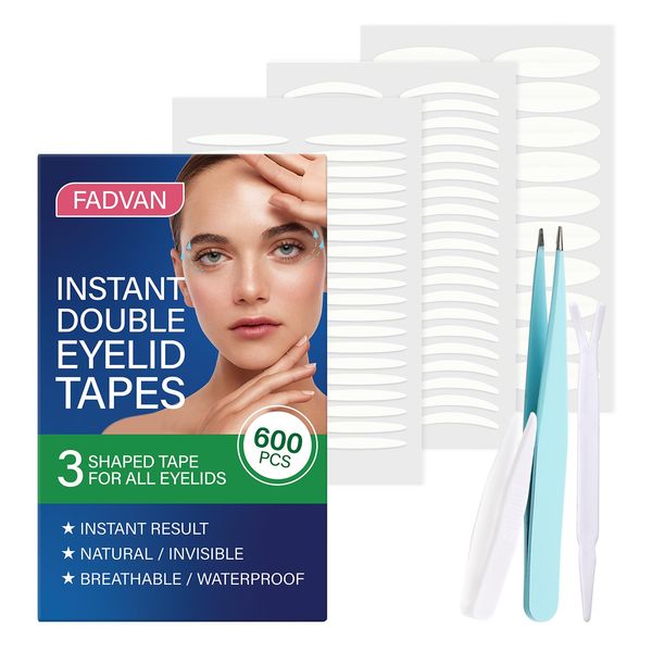 FADVAN 600Pcs Eyelid Strips, Drop Eyelid Lifting Tape, Double Eyelid Stickers, Invisible Eyelid Strips