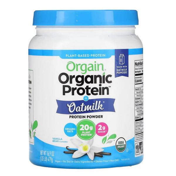 New Orgain Organic Protein + Oatmilk Plant Based Protein Powder, 16.9 OZ