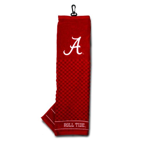 Team Golf NCAA Alabama Crimson Tide Embroidered Golf Towel Embroidered Golf Towel, Checkered Scrubber Design, Embroidered Logo