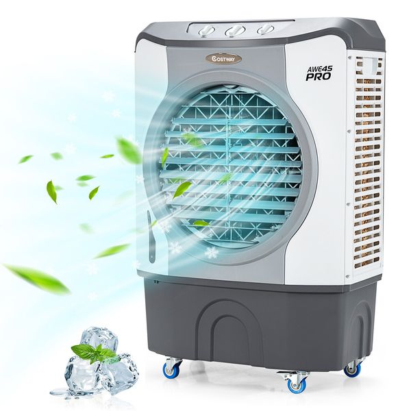 Costway 3450 CFM Industrial Evaporative Cooler 4-in-1 Air Cooling Fan 45L Tank