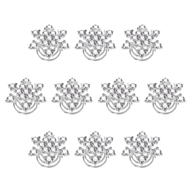 Lurrose 10pcs Spiral Hair Clips Crystal Spiral Hairpins Snowflake Hair Clips Crystal Hair Accessories for Women Bridesmaid Girls Bride