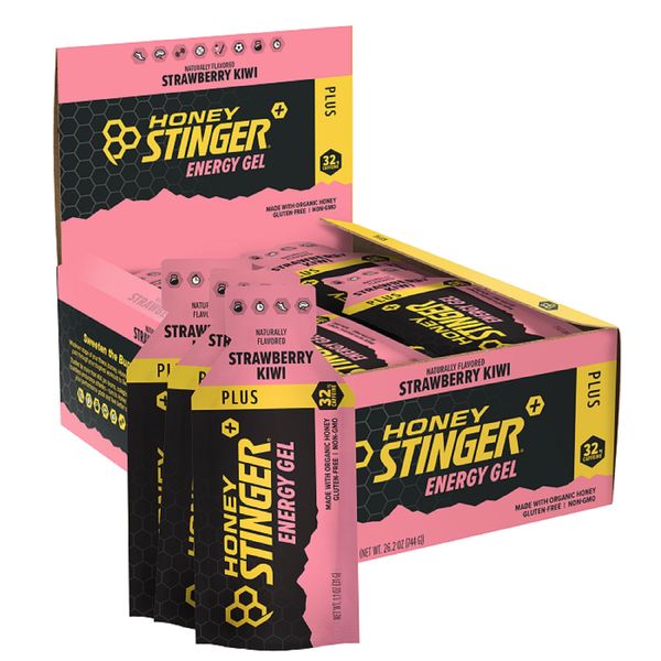 Honey Stinger Strawberry Kiwi Energy Gel | Caffeinated & Gluten Free with Organic Honey | For Exercise, Running and Performance | Sports Nutrition for Home & Gym, Pre and Mid Workout | 24 Pack