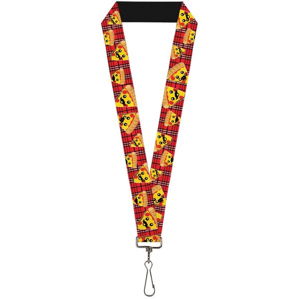 Lanyard Pizza Man Plaid Red
