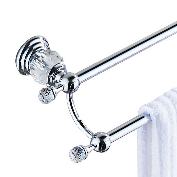 WINCASE Chrome Towel Bar, Double Towel Holder 24 Inch, Silver Crystal Bathroom Towel Racks Wall Mounted