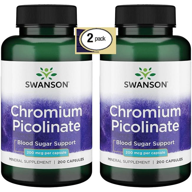 2 Pack Chromium Picolinate 400 Caps 200Mcg Metabolism Support Healty Blood Sugar