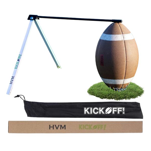 HVM - Kickoff! Football Holder, Premium Football Kicking Tee for Field Goal Place Holder, Extra Point Kicking Tee, Football Tee for Any Size Football, Black and White