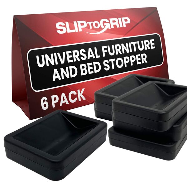 SlipToGrip Bed and Furniture Stopper - Furniture Wheel Stoppers fit All Wheels of Furniture, Sofa Bed Chairs-Made up of Solid ABS Plastic Prevents Scratches (6, Black)