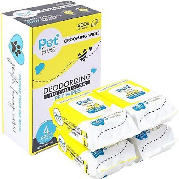 Pet Faves Dog Wipes for Cleaning and Deodorizing | 400 count, White