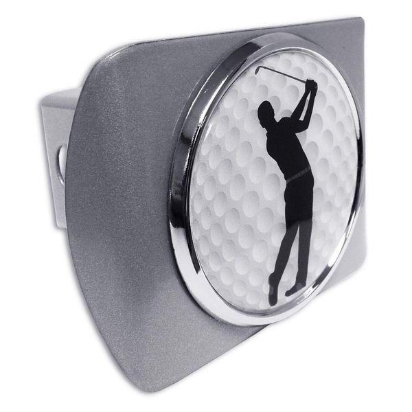 Golf Ball Swing Brushed Chrome Metal Hitch Cover