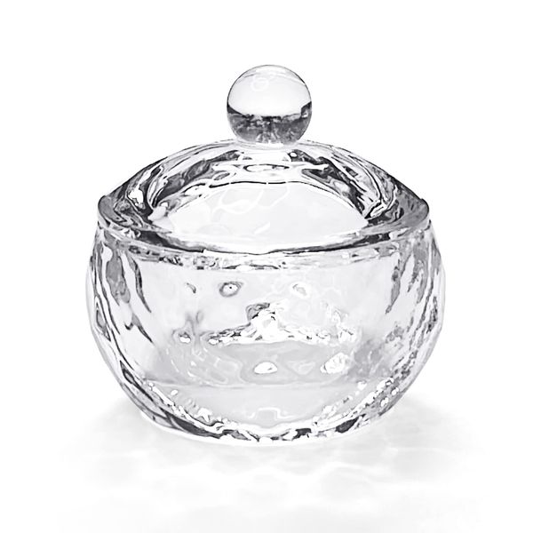 Round Crystal Clear Acrylic Liquid Powder Glass Dappen Dish Glass Cup w Cap Lid Bowl for Acrylic Nail Art Transparent Kit, HJ-NAPB017…