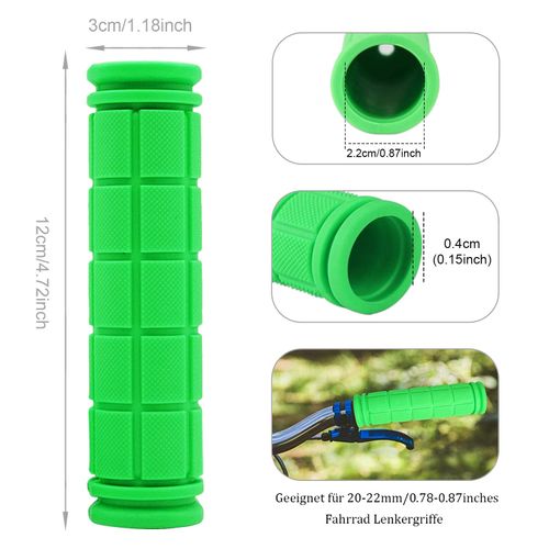 1 Pair Green Ergonomic Bicycle Grips for Children, Handlebar Grips Bicycle Grips Non-Slip Soft Rubber Handlebar Grip for MTB Mountain Bike Handles