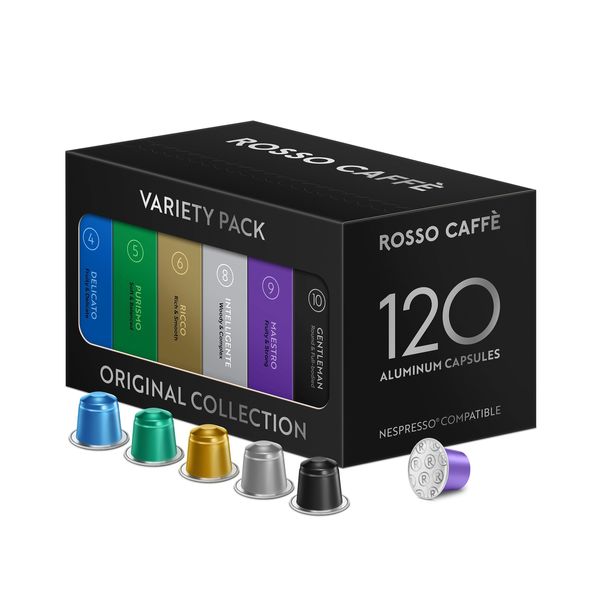 ROSSO CAFFE Espresso Capsules 120 Pods - Breakfast Medium Dark Roast