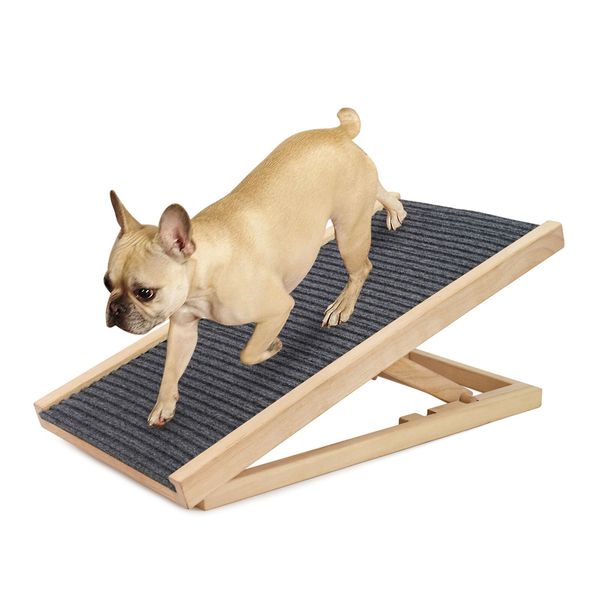 Adjustable Dog Ramp  Wooden Folding Portable Dog &  Stair for Couch T1J0