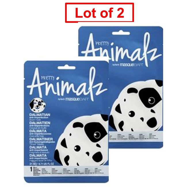LOT OF 2 - Masque Bar Pretty Animalz Dalmatian Sheet Mask - 0.71 fl oz