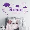 Elephants, Clouds & Stars - Personalised Name Nursery Wall Sticker [Dark Grey]