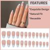 RUNRAYAY Blue Flower Press on Nails Medium with French Tips, Fack Nails for Women Girls, Nude Nails Press on Full Cover Nails Tips for Spring Summer Salon Nail