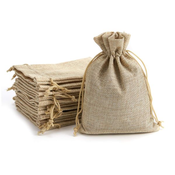 20Pcs 3x4 inch Burlap Gift Bags with Drawstring Recyclable Linen Sacks Bag for Wedding Favors Party DIY Craft Jewelry Bags