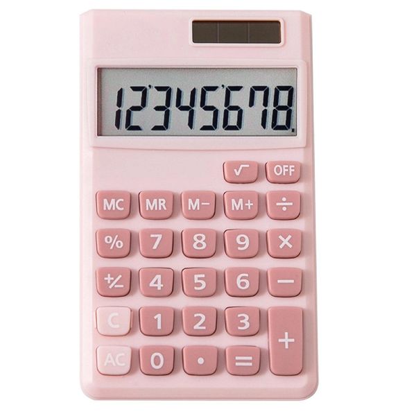 Mini Calculators, Pocket Calculator 8-Digit Solar Battery, Desktop Calculators for Office, Home & School Calculator | Standard Function Simple Calculator Small-Pink