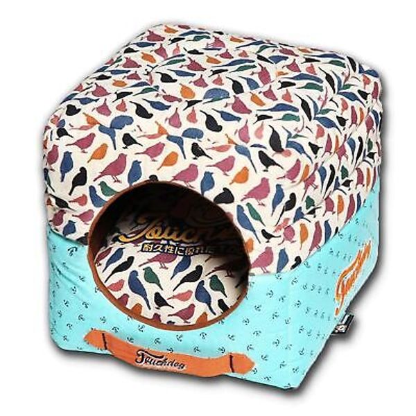 'Chirpin-Avery' Convertible Squared 2-in-1 Collapsible Pet Dog Cat Bed House,...