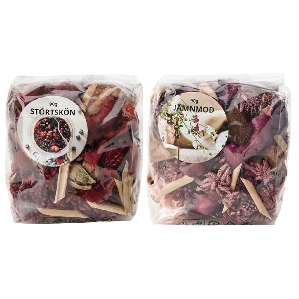 STORTSKON Stortsean Potpourri 3.2 oz (90 g), Berry/Red (12.0027.69)/JAMNMOD, Yemun Mode, Potpourri 3.2 oz (90 g), Sweet Pea/Purple (905.027.52) 2 Scents (Set Item)