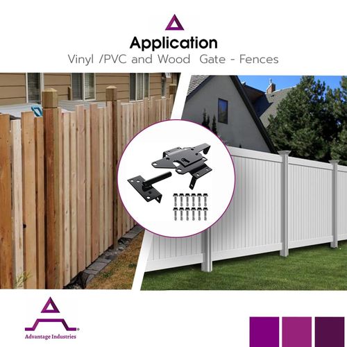 Advantage Industries Stainless Steel Gate Latch | Self- Latching Gate Latch | Padlock Lockable | Heavy-Duty Spring | Left & Right Reversable | for Vinyl/PVC & Wood Gates – White