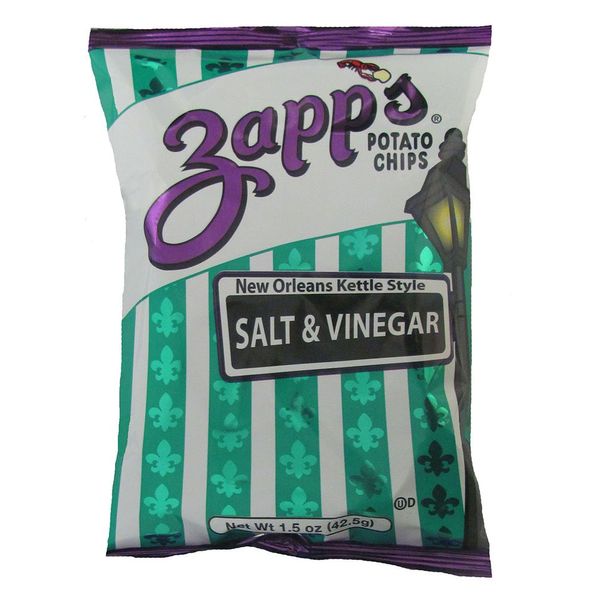 Zapp’s New Orleans Kettle-Style Potato Chips, Salt and Vinegar – Crunchy Chips with a Bold Flavor, Great for Lunches or Snacking on the Go, 1.5 oz. Bag (Pack of 30)