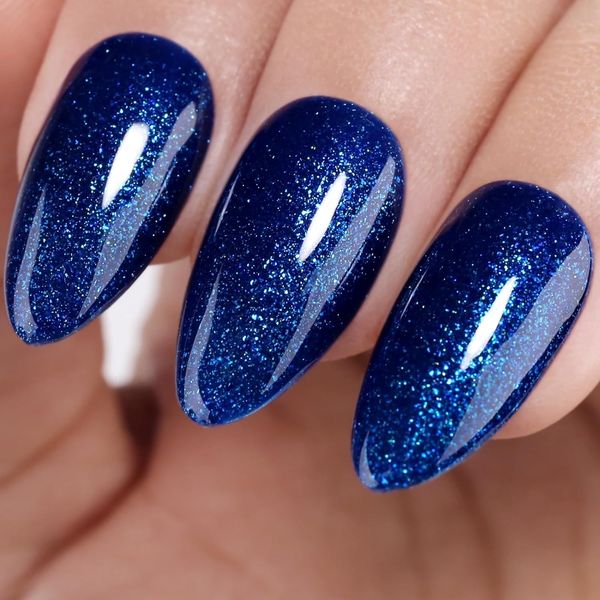 Imtiti Gel Nail Polish,15ml Glitter Navy Blue Gel Polish UV LED Soak Off Color Gel Polish for Manicure Salon or DIY Nail Art at Home