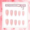 False Nails Medium Length, Acrylic French Stick on Nails, 24pcs Almond Pink Press On Nails with Glue Elegant Ballet Heart Design Sweet Fake Nails for Women Girls