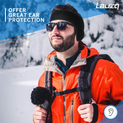 Lauzq Winter Fleece Ear Warmers Muffs Headband for Men Women Kids Ski Running Cycling